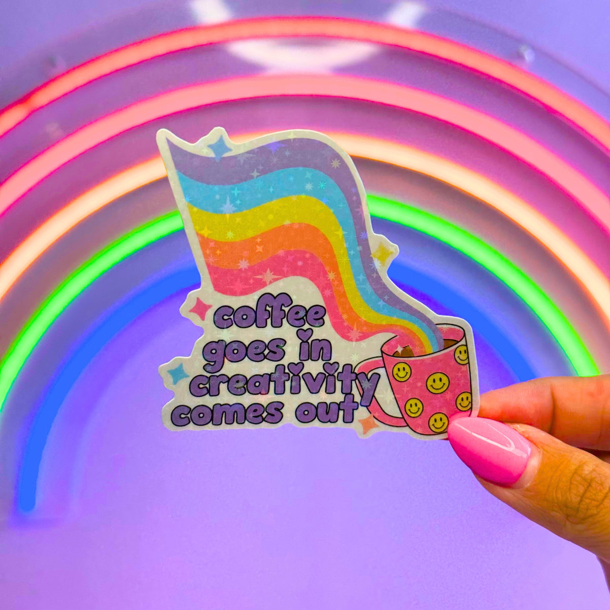 Coffee Goes In, Creativity Comes Out Sticker