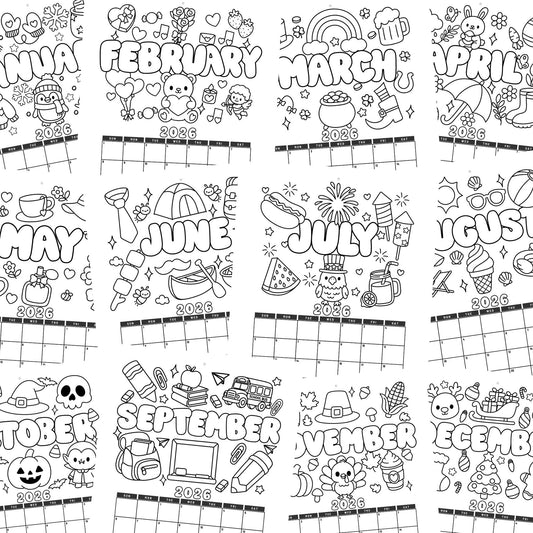 2026 Bold & Easy Coloring Calendar