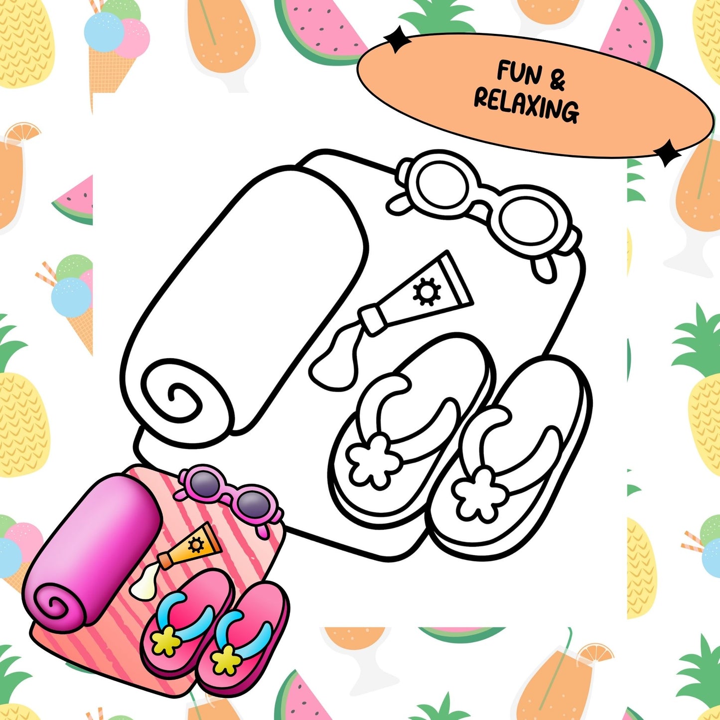 Hello Summer PDF Coloring Book