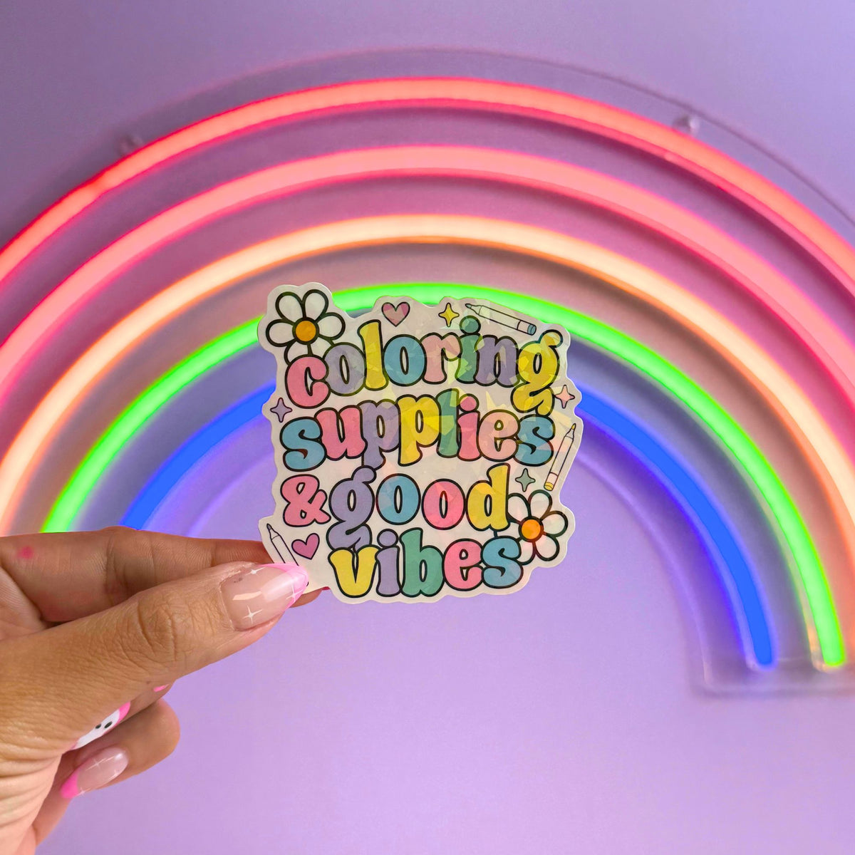 Coloring Supplies & Good Vibes Sticker