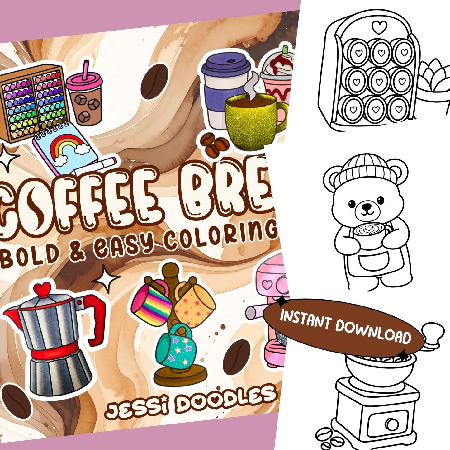 Coffee Break Bold & Easy PDF Coloring Book