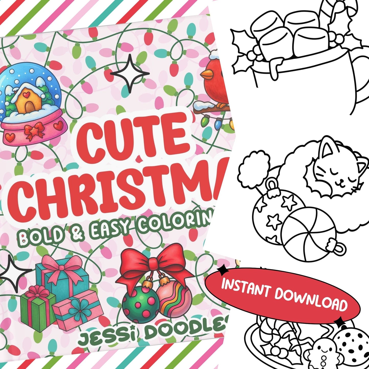 Cute Christmas PDF Coloring Book