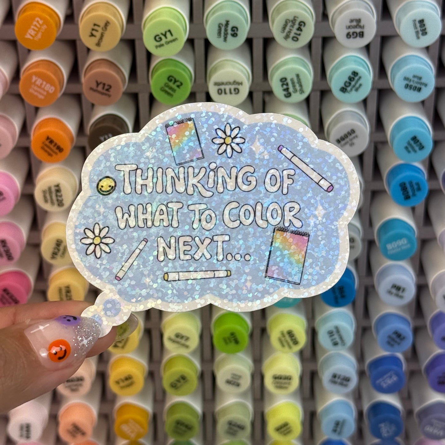 Thinking of What to Color Next Holographic Sticker