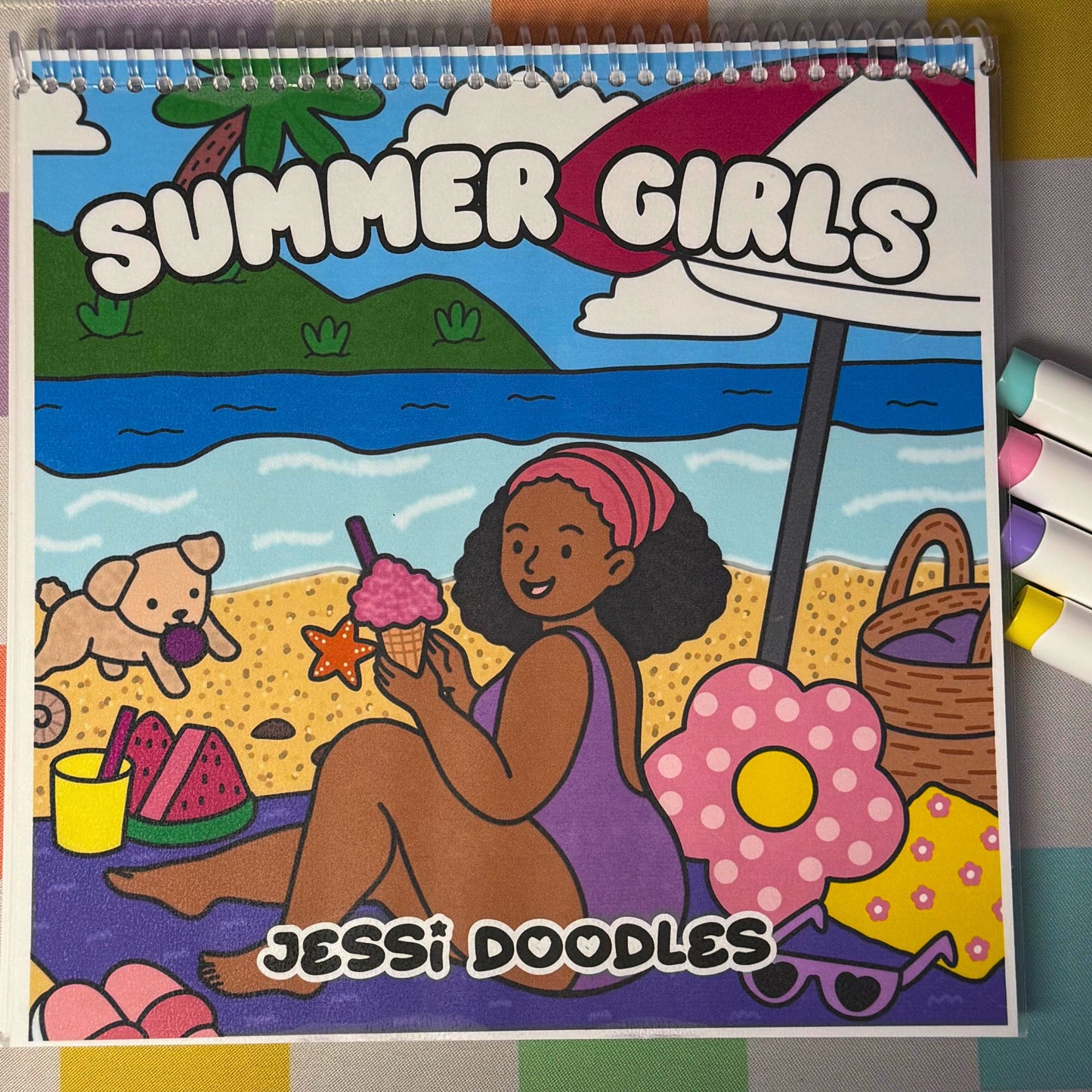 Summer Girls Spiral Coloring Book