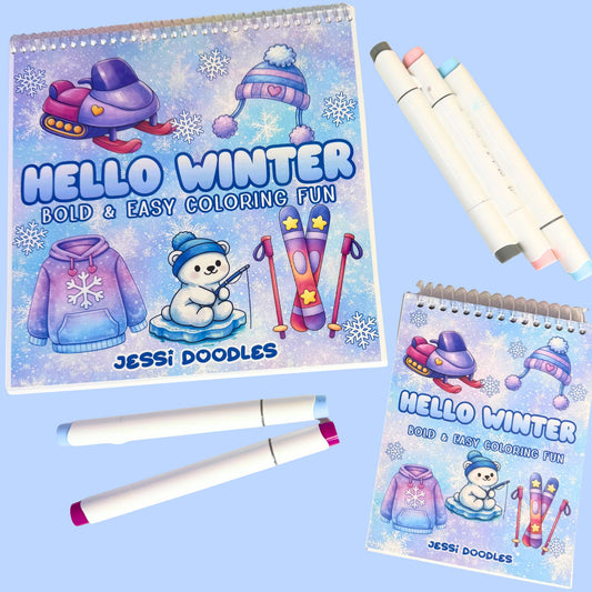 Hello Winter Bold & Easy Spiral Coloring Book