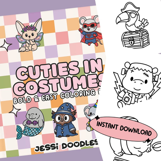Cuties in Costumes PDF Coloring Book