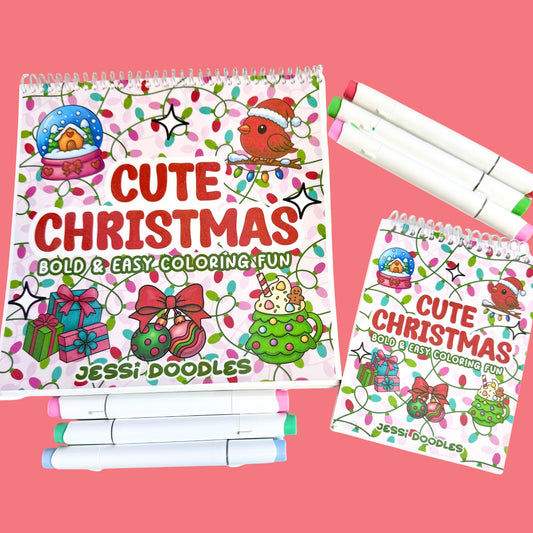 Cute Christmas Bold & Easy Spiral Coloring Book