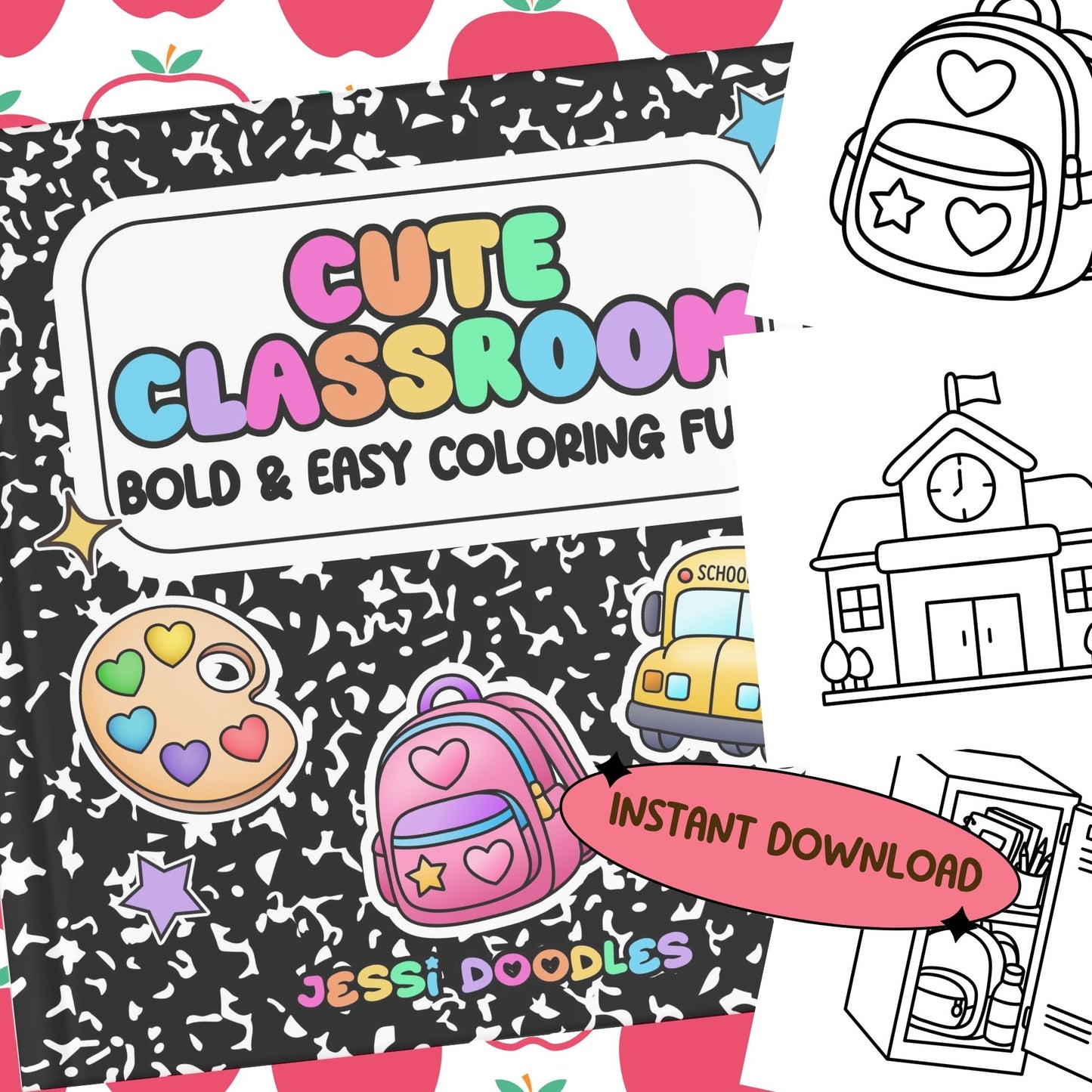 Cute Classroom PDF Coloring Book