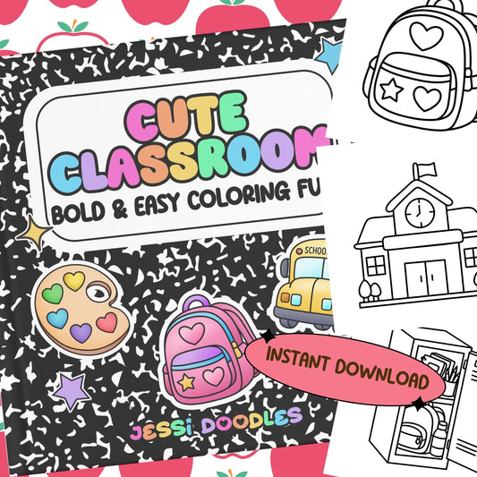 Cute Classroom PDF Coloring Book