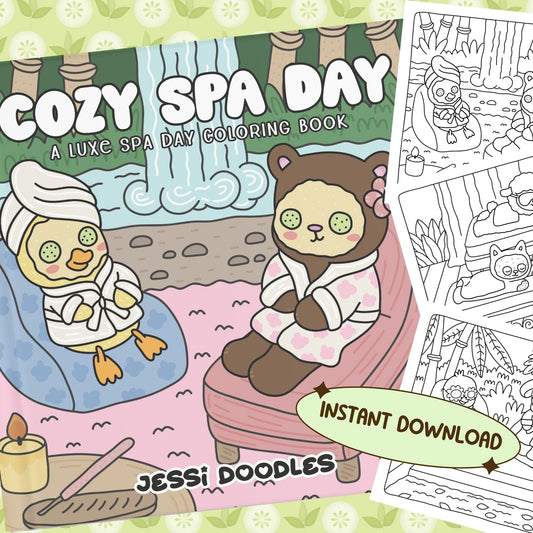 Cozy Spa Day PDF Coloring Book