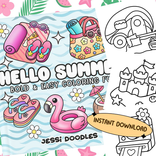 Hello Summer PDF Coloring Book