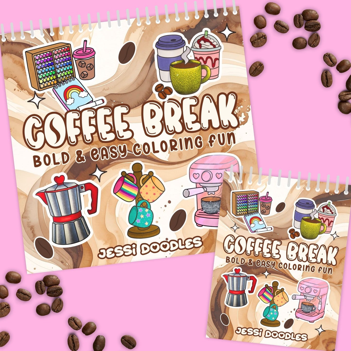 Coffee Break Bold & Easy Spiral Coloring Book