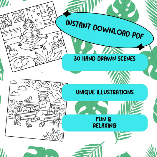 Summer Girls PDF Coloring Book