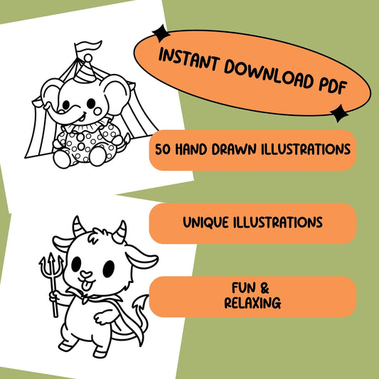 Cuties in Costumes PDF Coloring Book