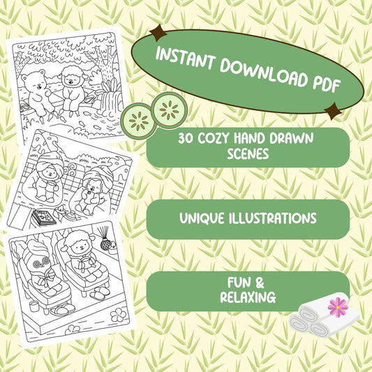 Cozy Spa Day PDF Coloring Book