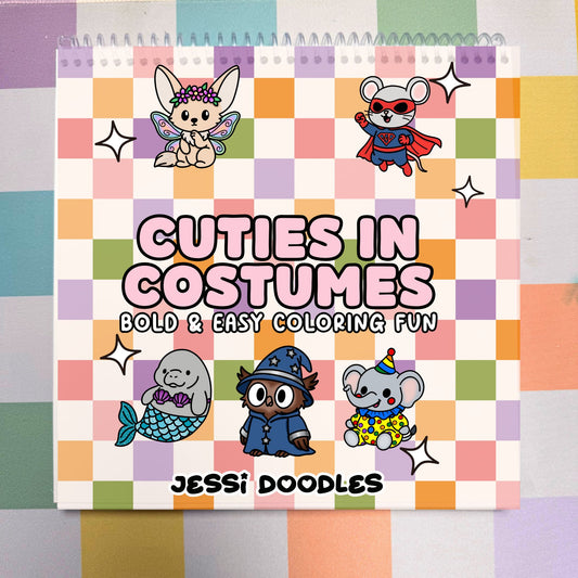 Cuties in Costumes Spiral Coloring Book