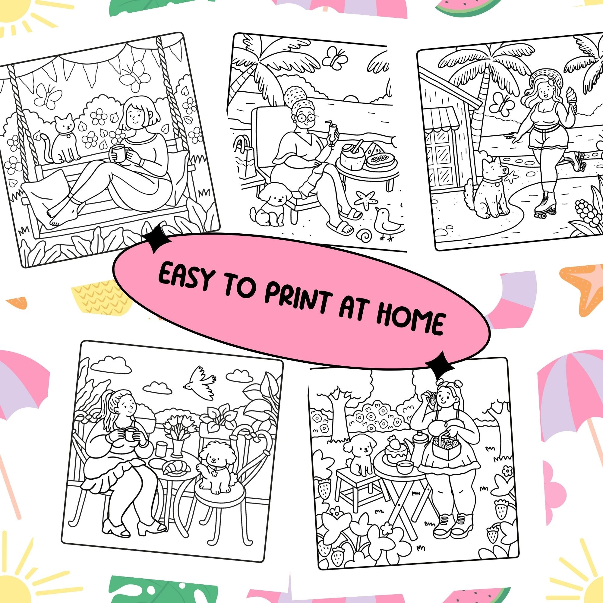 Summer Girls PDF Coloring Book – Jessi Doodles