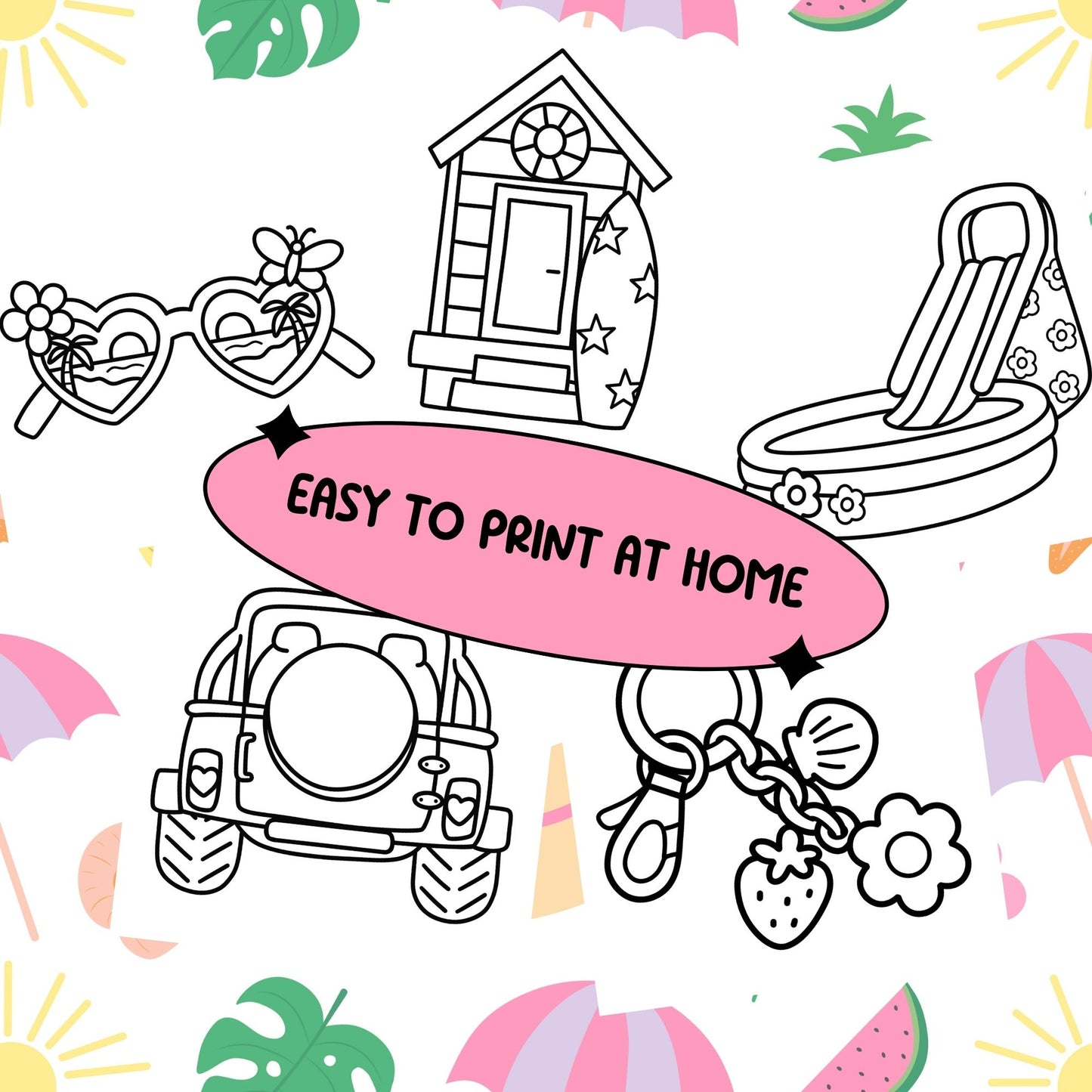 Hello Summer PDF Coloring Book