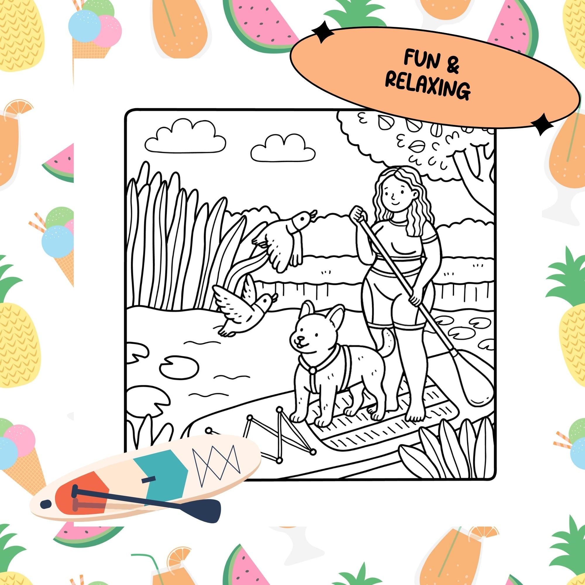 サラ直筆原画「Summer adventures」 Summer Girls PDF Coloring Book – Jessi Doodles