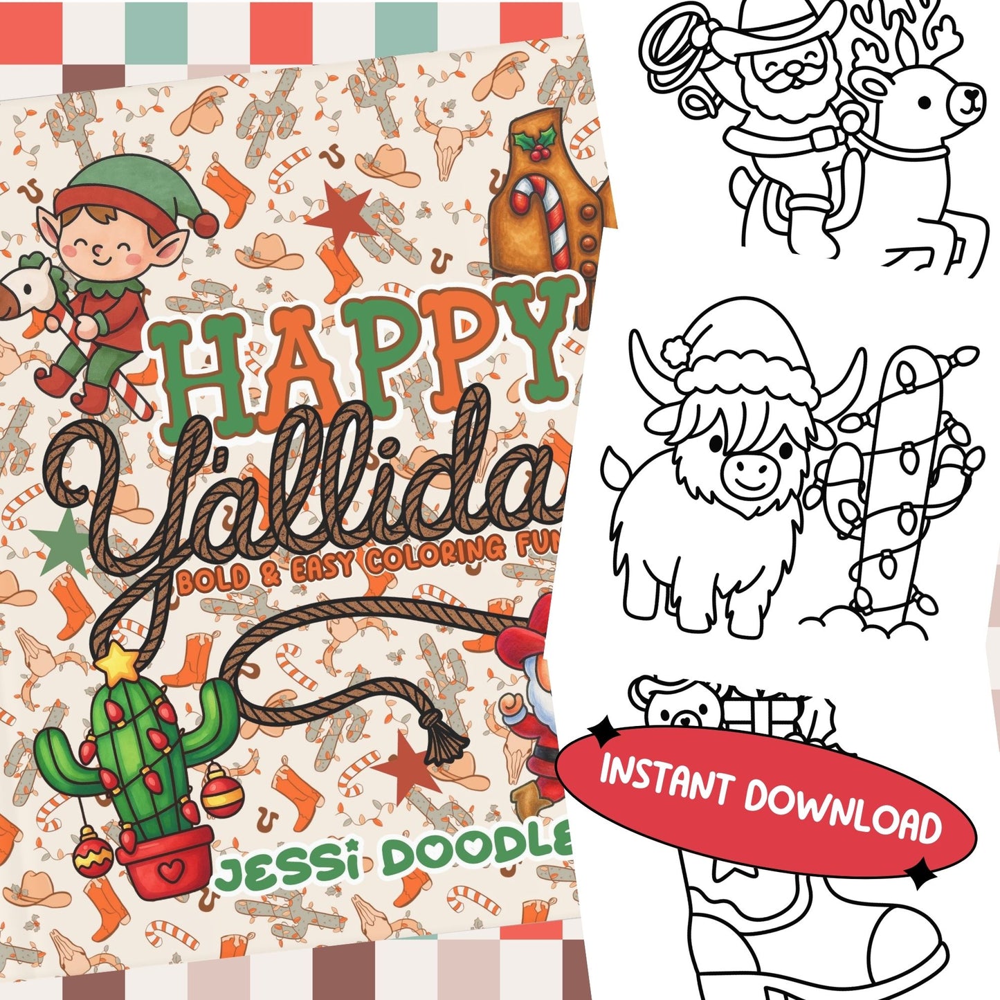 Happy Y'allidays PDF Coloring Book