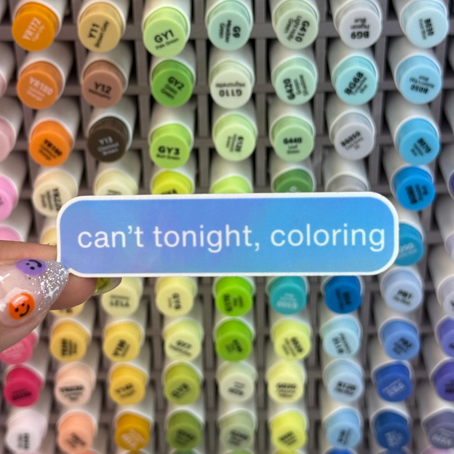 Can't Tonight, Coloring Text Holographic Sticker