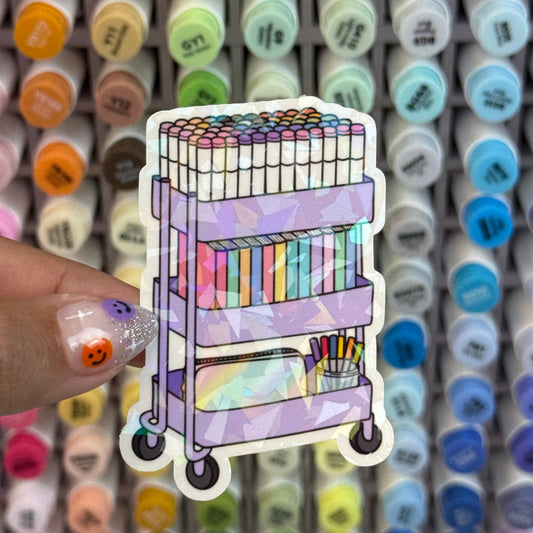 Coloring Cart Holographic Sticker