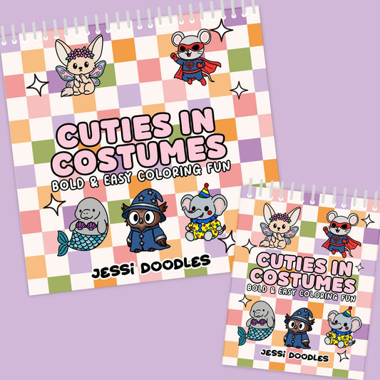 Cuties in Costumes Spiral Coloring Book